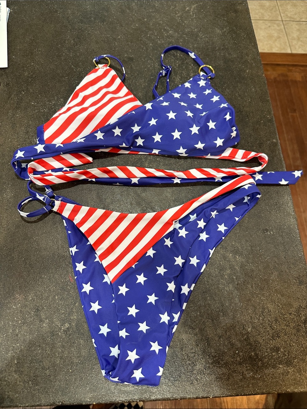 Patriotic Star & Stripe Two-Piece Bikini - Red, White & Blue - Picture 2 of 5